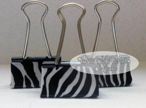 Duct Tape Zebra Print Set of  5 BINDER CLIPS