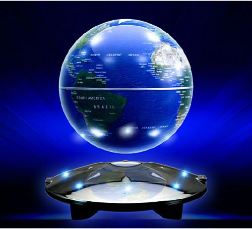 NEW Blue Educational Magnetic Levitation Floating 6 inch Globe English Map gift