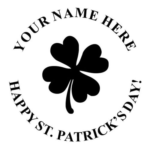 Round Self Inking Rubber Stamp NEW Festive 4-leaf clover Happy St. Patrick&#039;s Day