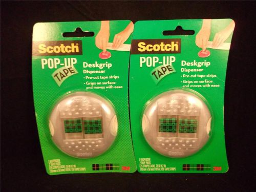 2 Scotch Pop-Up Tape Desk Grip Dispenser &amp; 300 Pre Cut Tape Strips Silver
