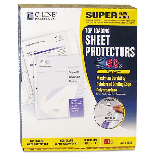 Super heavyweight polypropylene sheet protector, non-glare, 11 x 8 1/2, 50/bx for sale