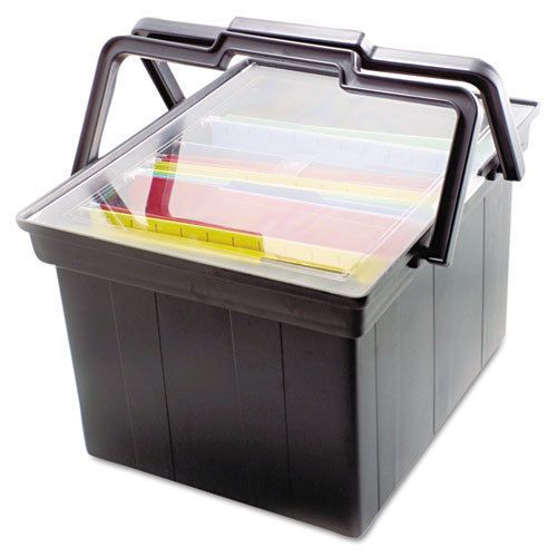 Companion portable file storage box, legal/letter, plastic, black for sale