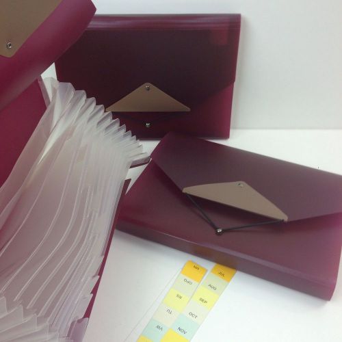 Lot of Globe Weis 13 Pocket File Organizer Expanding Letter Size Plastic Elastic