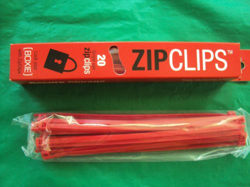 Boxie Secure Storage Zip Clips - Red Plastic, Includes 20 clips/ Brand New/BOGO!