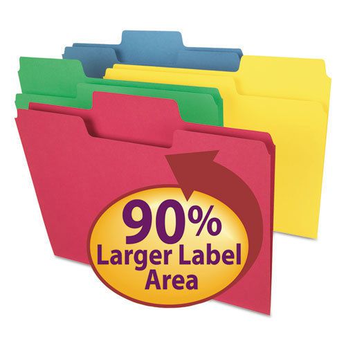 Supertab colored file folders, 1/3 cut, letter, assorted, 100/box for sale