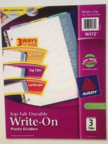 AVERY WRITE-ON TOP TAB DIVIDERS  16172 - PKG OF THREE (3)