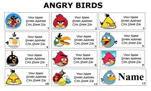 *CUTE * Angry Birds Return Address Labels &amp; Name Stickers