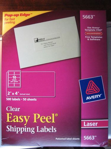 Avery 5663 Easy Peel Laser Shipping/Mailing Labels, 2&#034;x4&#034;, 500/BX, Clear