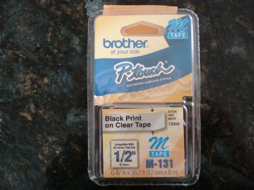 Brother International M131 1/2inch Black On Clear Non-laminated Label Maker Tape