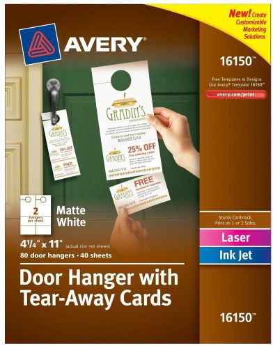 Door Hanger With Tear Away Cards Matte White 4.25 X 11 Pack Of 80