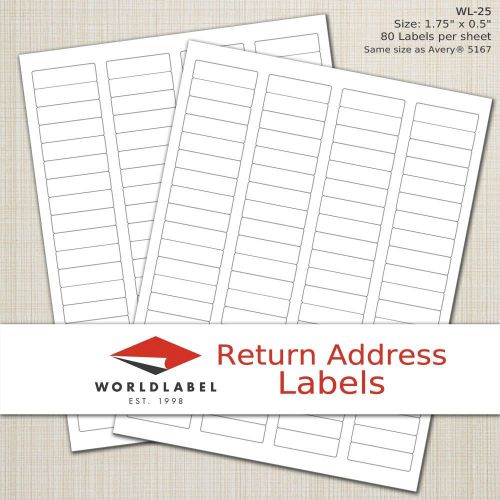 Laser Labels: 1.75 x 0.5&#034;, 20000 return address labels, uses 5167, 8167 template
