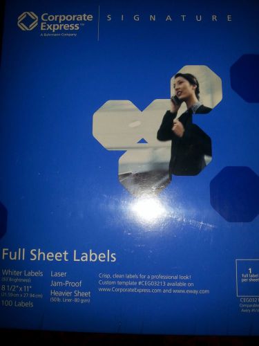 Corporate Express Mailing Labels Whiter Labels Laser (93 Brightness) 8 1/2 x 11&#034;