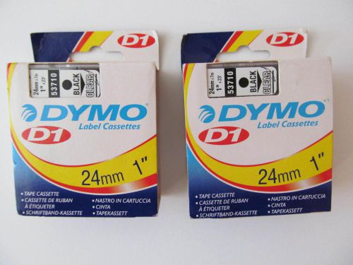 Dymo Label Cassettes (2) 1&#034; X 23&#039; Black/Clear 24mm X 7mm New