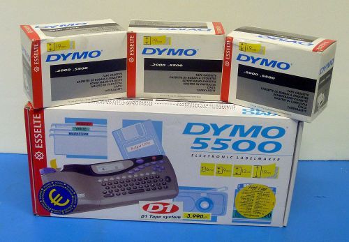 Dymo 5500 electronic label maker w/ cartridges 45803(x2) &amp; 45808(x1) for sale