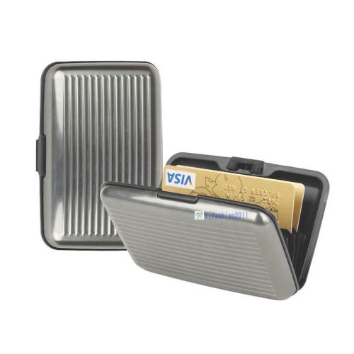 Waterproof business id credit card wallet holder aluminum metal pocket gray for sale