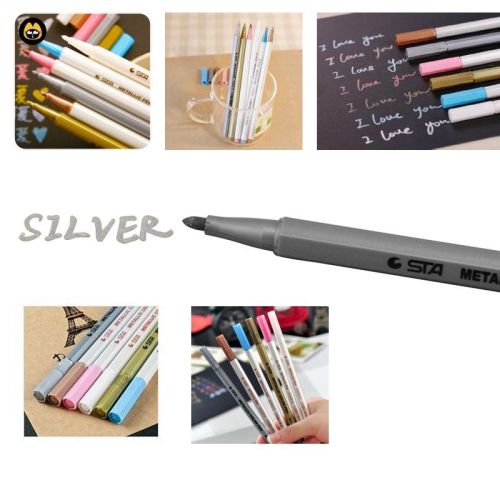 2015 HOT METALLIC MARKER PENS-SILVER–USE IN ART &amp; CRAFTS WITH 6 COLORS TO CHOOSE