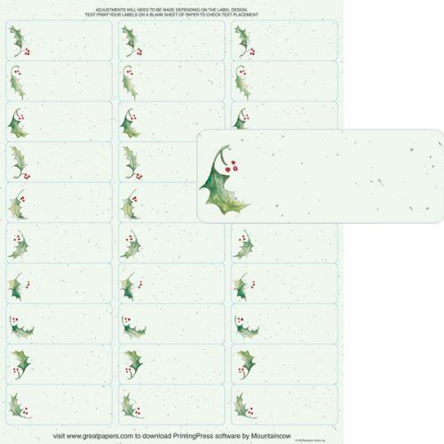 Holly Bunch Address Label ~ 150 Count Address Labels.   5 Sheets / 30 Per Sheet.