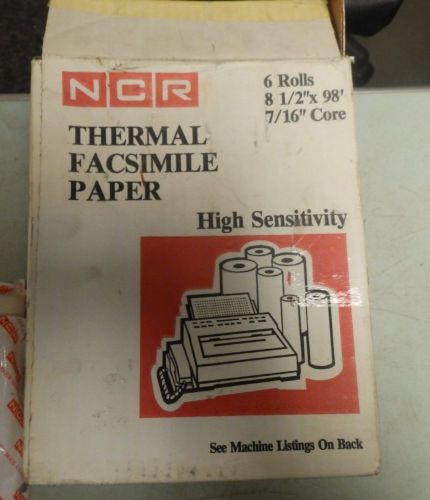 Lot of (3) ncr thermal facsimile paper high sensitivity 8-1/2&#034; x 98&#039; 7/16&#034; core for sale