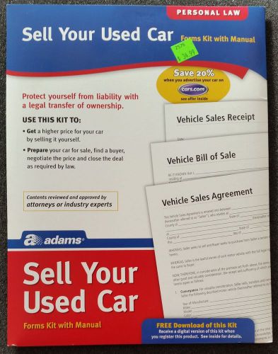 Protect Yourself from Liability *Adams SELL YOUR USED CAR Forms Kit with Manual