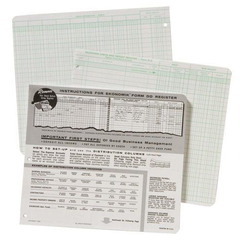 Ekonomik Check Register Book - 8.75&#034; X 10&#034; Sheet Size - White - 1each (DD3P)