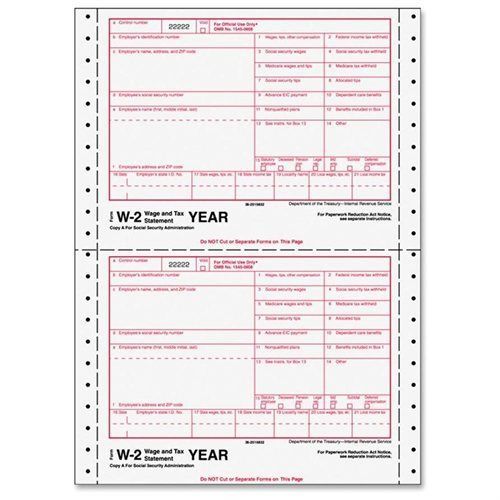 TOPS™ W-2 Tax Form, Six-Part Carbonless, 24 Forms