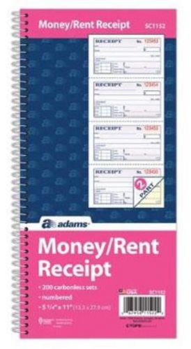 Money/Rent Receipt Book Spiral 2-Part 11x5-1/4 200 ST/BK