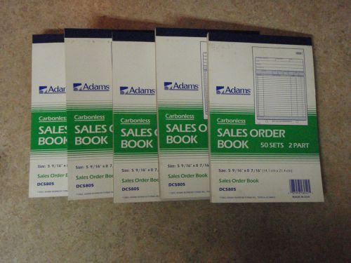 5 Pack New Adams Sales Order Book 50 Sets 2-Part Carbonless DC5805 Free Shipping
