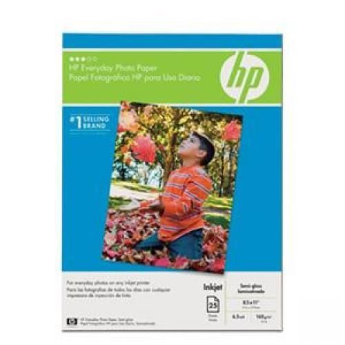HP Everyday Photo Paper - Letter - 8.5  x 11  - 165g/m? - Semi Gloss - 25 Sheet