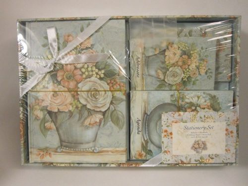 Beautiful pastel floral nib stationary set/5 pc/4pc with matching storage box for sale