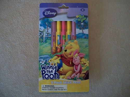 Disney Winnie The Pooh Set Of 5 Stick Pens By National Design, NEW IN PACKAGE!!!