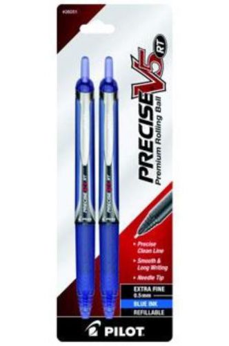 Pilot Precise V5 Retractable Rolling Ball 2 Count Extra Fine Point Blue