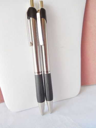 2 PAPER MATE Black &amp; Silvertone Retractable Ball Point Pens