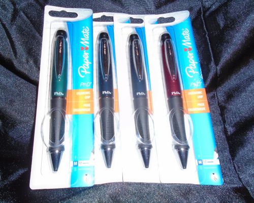 Lot of 4 new papermate phd ergonomic grip triangular pens blue green red 69302 for sale