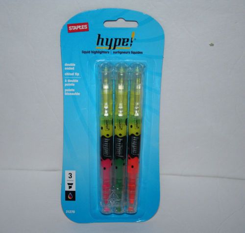 New  Staples Hype! Dual-Tip Liquid Highlighters, Chisel Tip, Assorted colors
