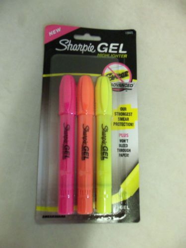 SHARPIE GEL HIGHLIGHTERS THREE PACK  WITH PINK ORANGE YELLOW NEW 1780475