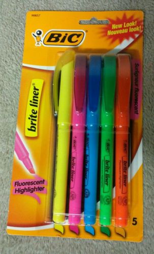 New NIB 5 count cokors bic brite liner highlighter non toxic crafts fluorescent