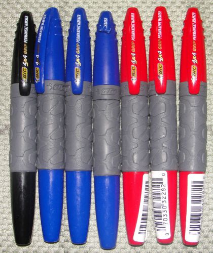 7 New Bic 4 X 4 Grip Permanent markers.