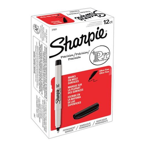 Sharpie Permanent Marker Pen Ultra Fine Tip Black 1 Box