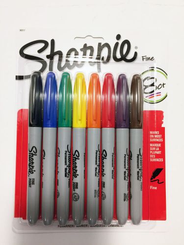 8 CT Assorted Color Set Sharpie Permanent Marker Pens Fine Point NEW Free Ship