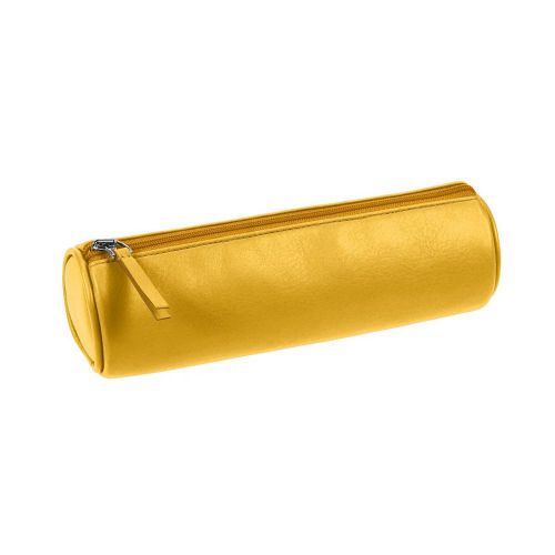 Round pencil holder - Yellow - Smooth Calfskin - Leather