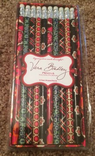 Nip Vera Bradley 10 Paper Wrapped Pencils Fall 1 Set, Assorted Colors, Retired!!