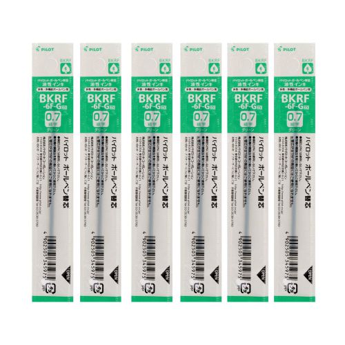 Pilot BKRF-6F Dr. Grip 4+1 Ballpoint Pen Refill, 0.7mm, Green Ink, Pack of 6