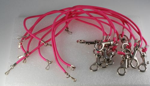 10 STRAIGHT MEDIUM PINK BUNGEE ELASTIC CORD KEY CHAIN ID CARD CELL PHONE LOT NEW