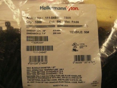 Hellermann Tyton T50R0M4  cable TIes   8&#034; black