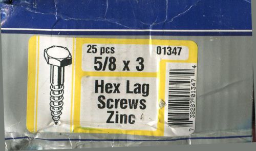 Fastener 1/2&#034; x 2-1/2&#034; hex lag screws zinc box of 50 ~ closeout priced for sale