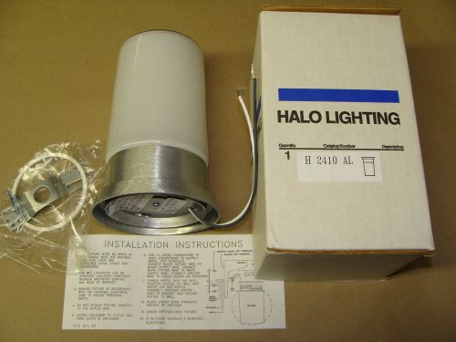 NEW HALO H 2410 AL BRUSHED ALUMINUM MILK GLASS SHADE CEILING LIGHT FIXTURE