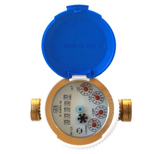 15mm 1/2&#034; Water Meter for House and Garden Various Connectors 1.5m3/h 16bar