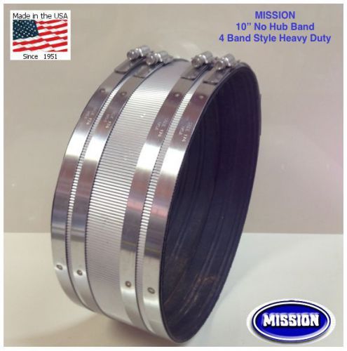 ** LOT of 5  CONTRACTOR DEAL **  10&#034; NO HUB SS COUPLING -MISSION - USA MADE