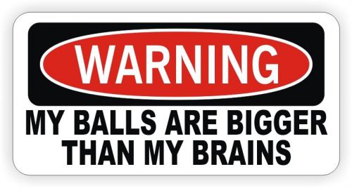 Warning - My Balls Bigger Than My Brains  Hard Hat Sticker / Helmet Decal Label