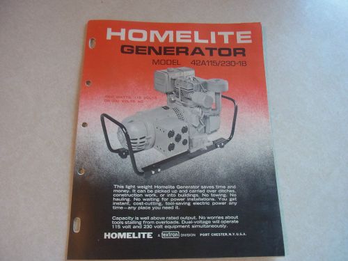 VINTAGE HOMELITE Generatro 42A115/230-1B Parts List
